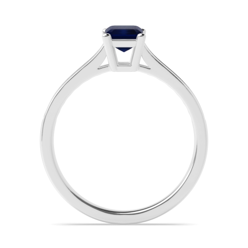 4 Prong Radiant Basket set Blue Sapphire Engagement Rings
