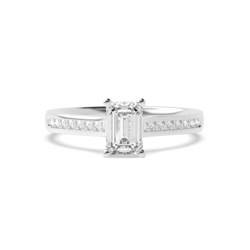 4 Prong Radiant Basket set Side Stone Engagement Rings