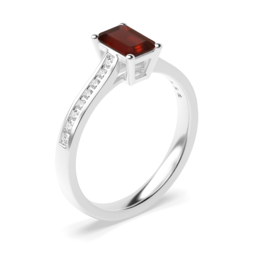 4 Prong Radiant Basket set Garnet Engagement Rings