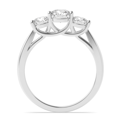 4 Prong Round Cross Over Tapering Shoulder Three Stone Diamond Ring