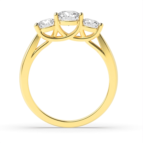 4 Prong Round Yellow Gold Crossover tapering shoulder Engagement Rings