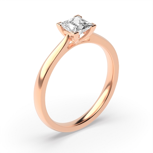 Princess Rose Gold Corner claws open set Engagement Rings