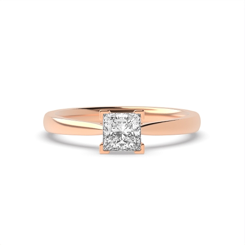 Princess Rose Gold Corner claws open set Engagement Rings