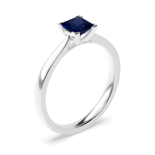 Princess Corner claws open set Blue Sapphire Engagement Rings