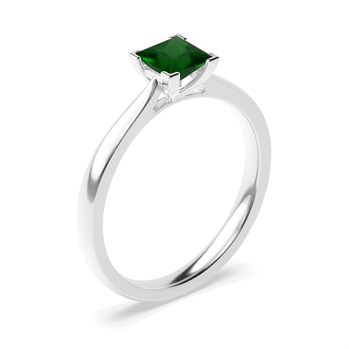 Princess Corner claws open set Emerald Engagement Rings