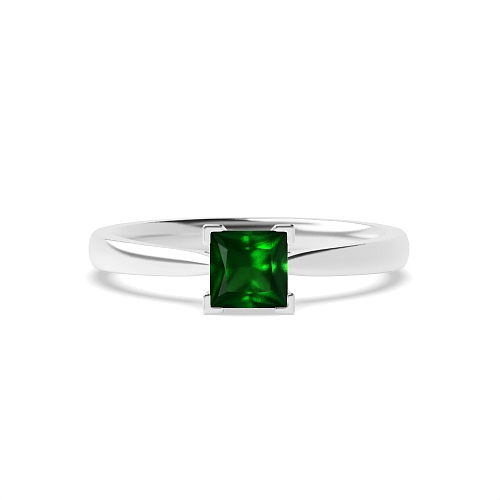 Princess Corner claws open set Emerald Engagement Rings
