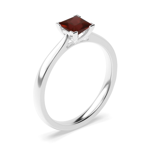 Princess Corner claws open set Garnet Engagement Rings