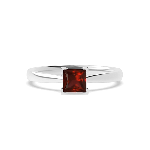 Princess Corner claws open set Garnet Engagement Rings