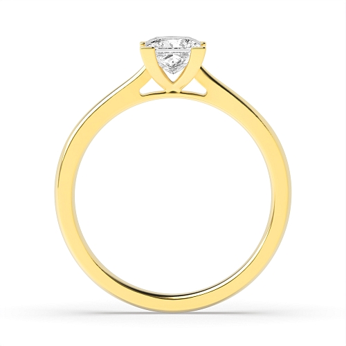 Princess Yellow Gold Corner claws open set Engagement Rings