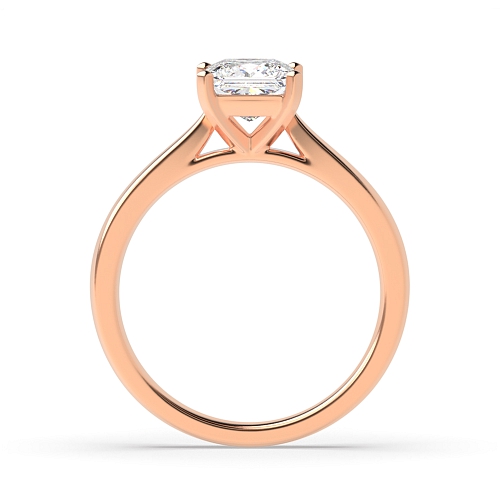 4 Prong Princess Rose Gold Classic basket set Solitaire Engagement Rings