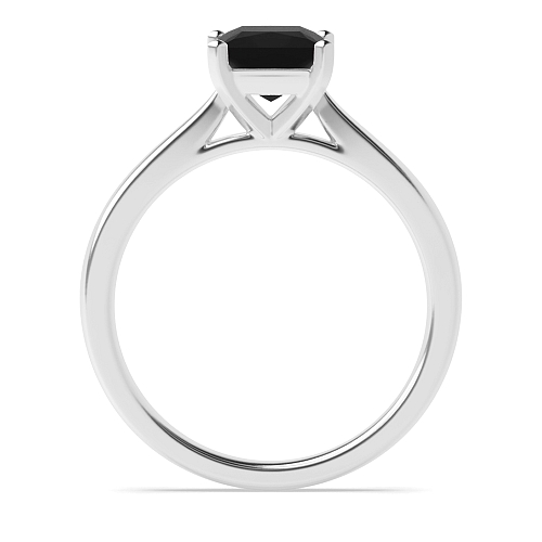 4 Prong Princess Classic basket set Black Diamond Solitaire Engagement Rings