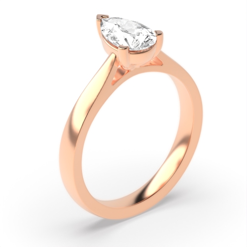 Prong Pear Rose Gold Classic basket set Engagement Rings