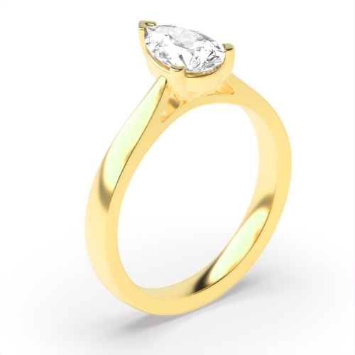 Prong Pear Yellow Gold Classic basket set Engagement Rings