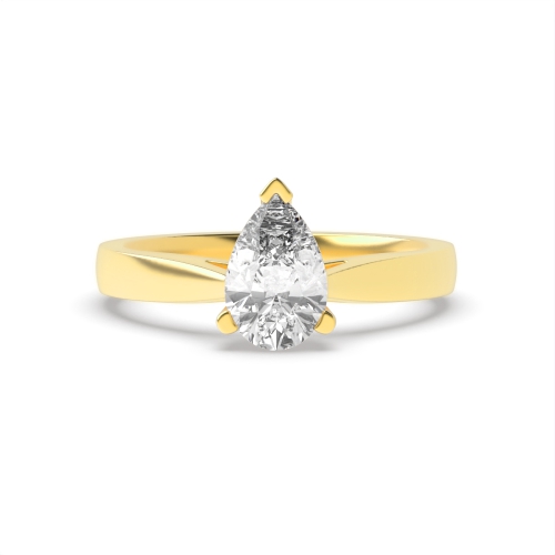 Prong Pear Yellow Gold Classic basket set Engagement Rings