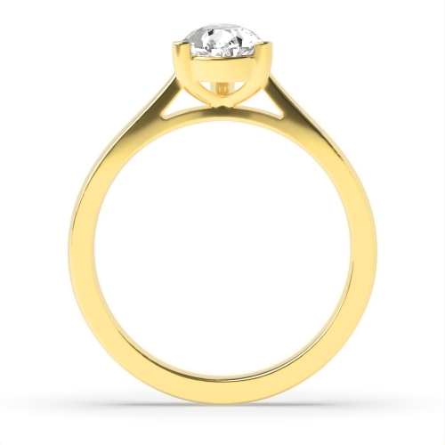 Prong Pear Yellow Gold Classic basket set Engagement Rings
