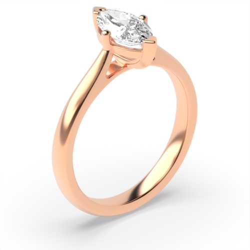 4 Prong Marquise Rose Gold Basket Set Engagement Rings