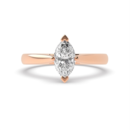 4 Prong Marquise Rose Gold Basket Set Engagement Rings