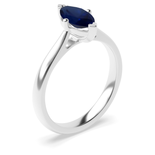 4 Prong Marquise Basket Set Blue Sapphire Engagement Rings