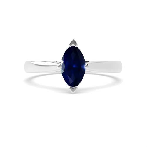 4 Prong Marquise Basket Set Blue Sapphire Engagement Rings