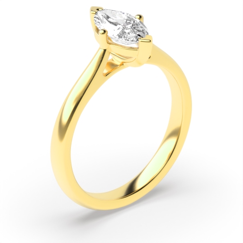 4 Prong Marquise Yellow Gold Basket Set Engagement Rings