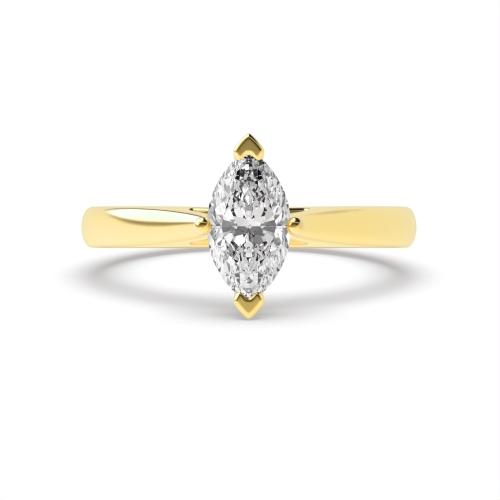 4 Prong Marquise Yellow Gold Basket Set Engagement Rings