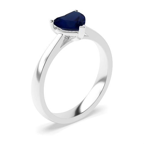 Prong Heart Classic Blue Sapphire Engagement Rings