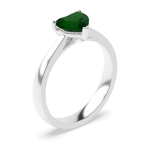 Prong Heart Classic Emerald Engagement Rings