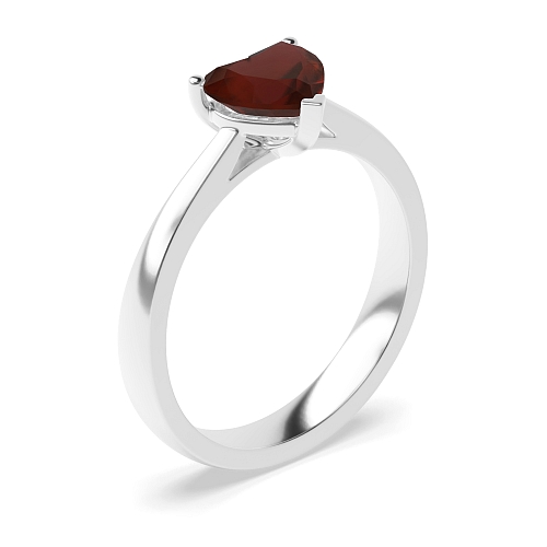 Prong Heart Classic Garnet Engagement Rings