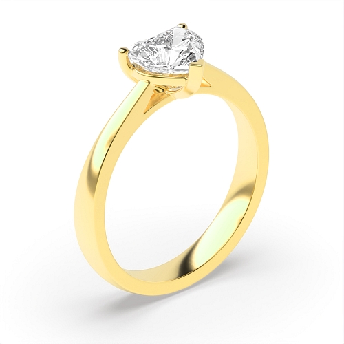 Prong Heart Yellow Gold Classic Engagement Rings