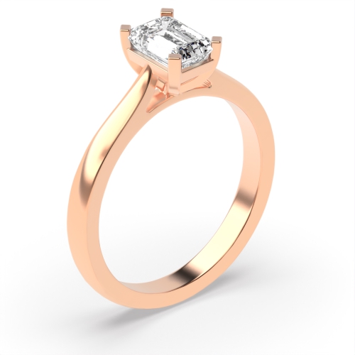 4 Prong Radiant Rose Gold Classic basket set Engagement Rings