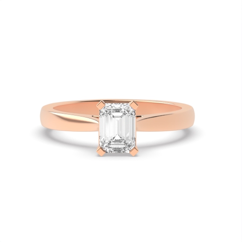4 Prong Radiant Rose Gold Classic basket set Engagement Rings