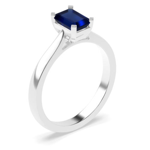 4 Prong Radiant Classic basket set Blue Sapphire Engagement Rings
