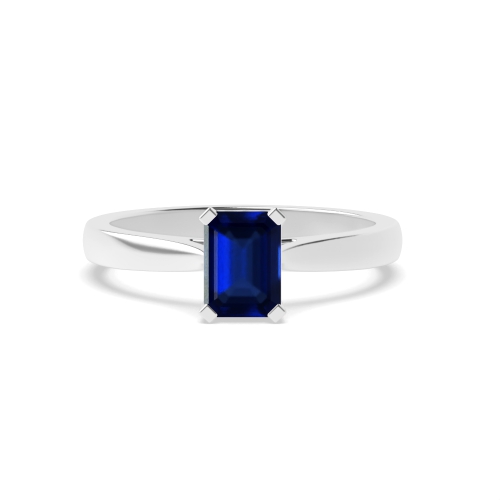4 Prong Radiant Classic basket set Blue Sapphire Engagement Rings