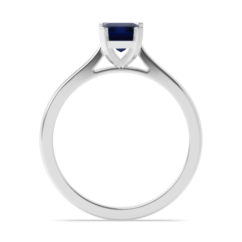 4 Prong Radiant Classic basket set Blue Sapphire Engagement Rings