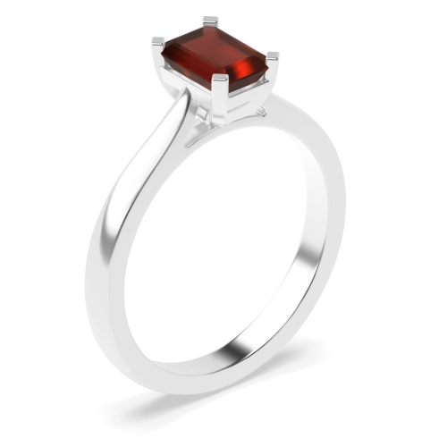 4 Prong Radiant Classic basket set Garnet Engagement Rings