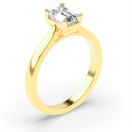 4 Prong Radiant Yellow Gold Classic basket set Engagement Rings
