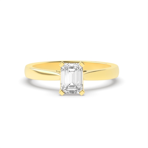 4 Prong Radiant Yellow Gold Classic basket set Engagement Rings
