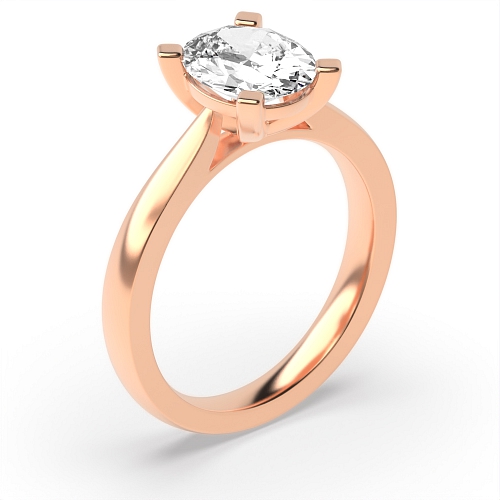 4 Prong Oval Rose Gold Basket set classic Engagement Rings