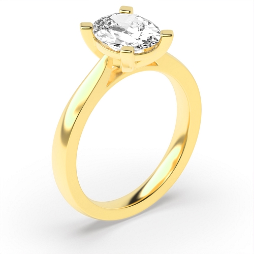 4 Prong Oval Yellow Gold Basket set classic Engagement Rings