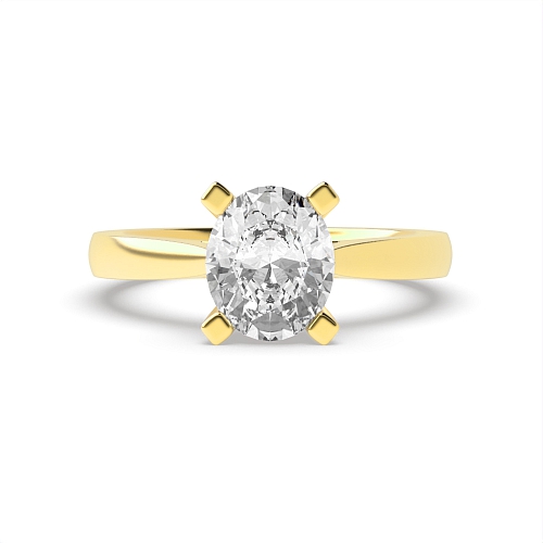 4 Prong Oval Yellow Gold Basket set classic Engagement Rings