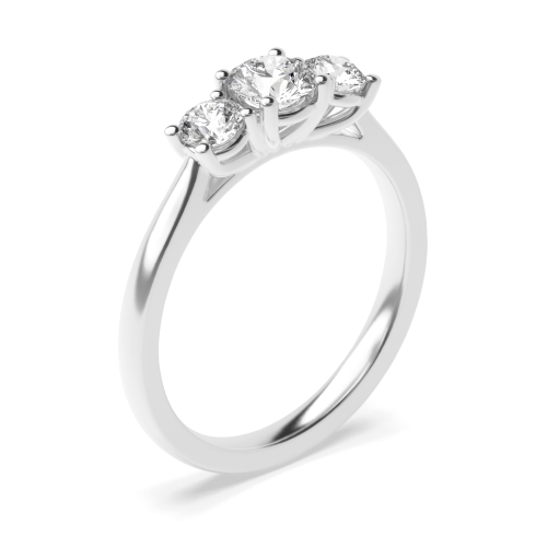 4 Prong Setting Round Moissanite Trilogy Engagement Rings 