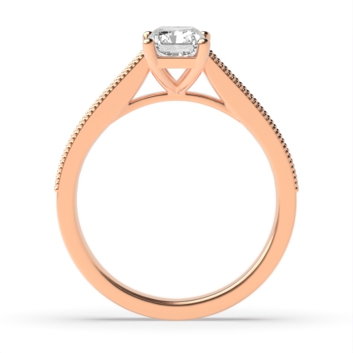 4 Prong Radiant Rose Gold Miligrain edge Engagement Rings