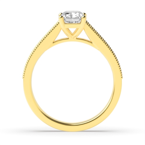 4 Prong Radiant Yellow Gold Miligrain edge Engagement Rings