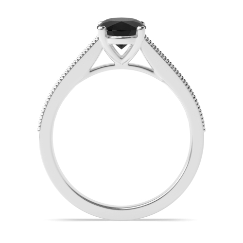 4 Prong Oval Miligrain edge Black Diamond Engagement Rings