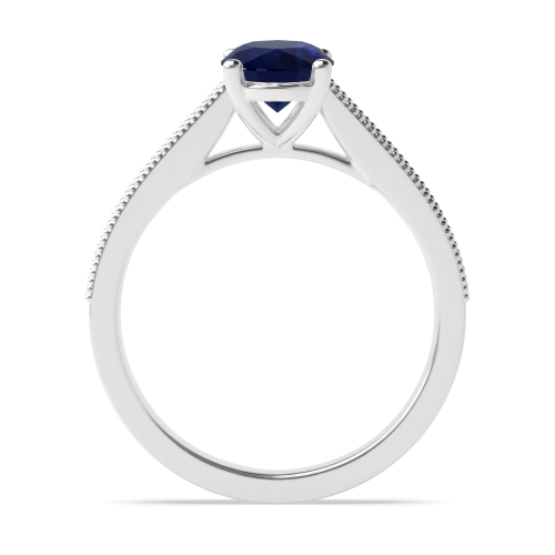 4 Prong Oval Miligrain edge Blue Sapphire Engagement Rings