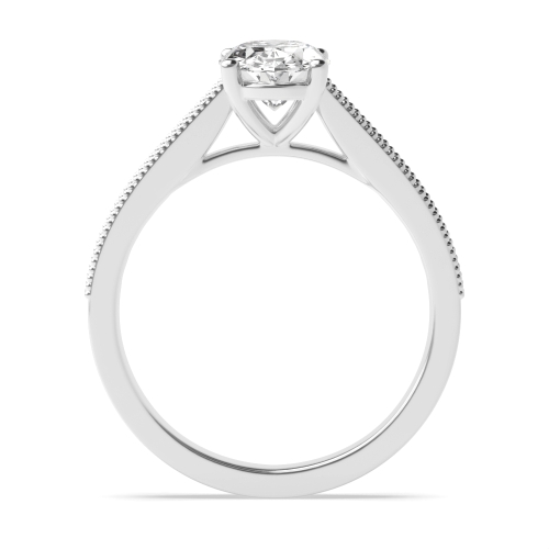 4 Prong Oval Miligrain edge Side Stone Engagement Rings
