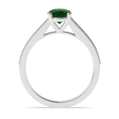4 Prong Oval Miligrain edge Emerald Engagement Rings