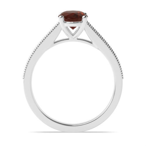 4 Prong Oval Miligrain edge Garnet Engagement Rings