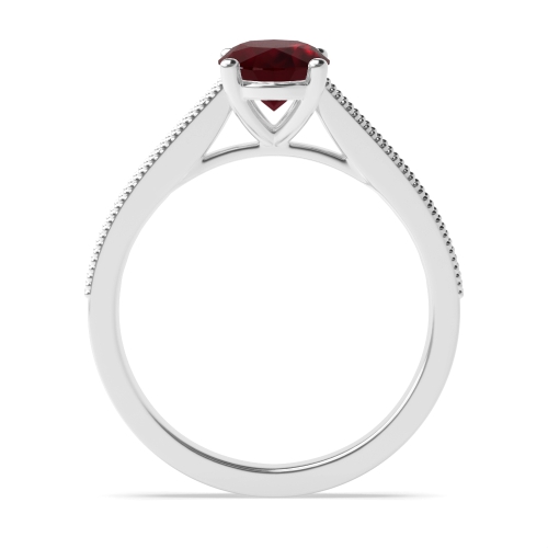 4 Prong Oval Miligrain edge Ruby Engagement Rings