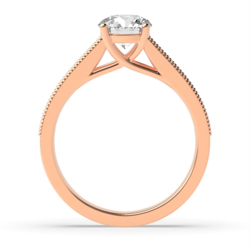 4 Prong Round Rose Gold Miligrain edge Engagement Rings